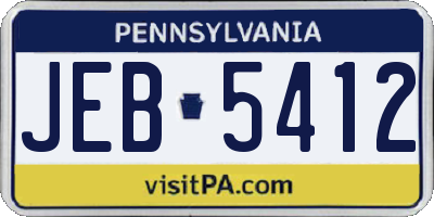 PA license plate JEB5412