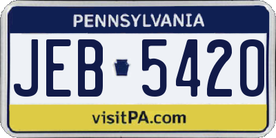 PA license plate JEB5420