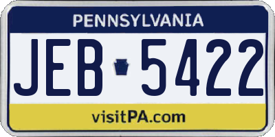 PA license plate JEB5422