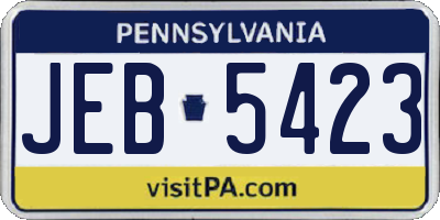 PA license plate JEB5423