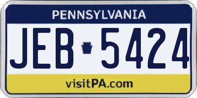 PA license plate JEB5424