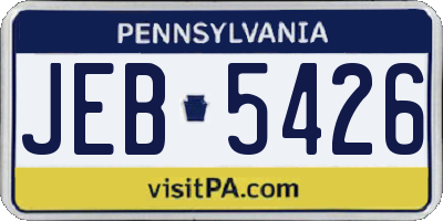 PA license plate JEB5426