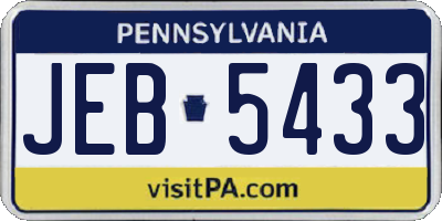 PA license plate JEB5433