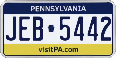 PA license plate JEB5442