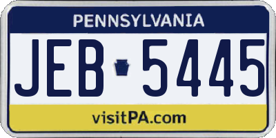PA license plate JEB5445