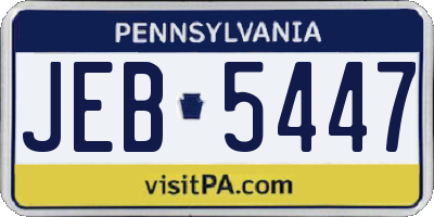 PA license plate JEB5447
