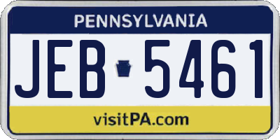 PA license plate JEB5461