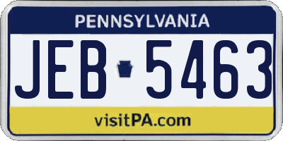PA license plate JEB5463