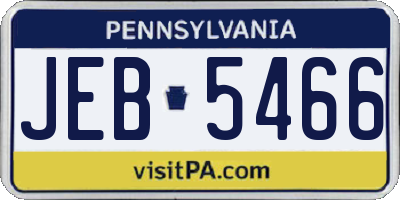 PA license plate JEB5466
