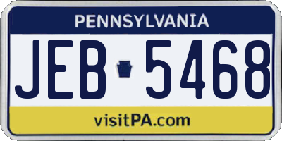 PA license plate JEB5468