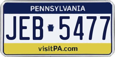 PA license plate JEB5477