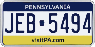 PA license plate JEB5494