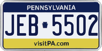 PA license plate JEB5502