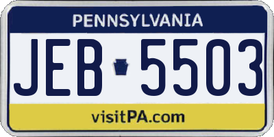 PA license plate JEB5503