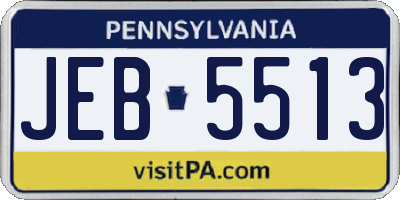 PA license plate JEB5513