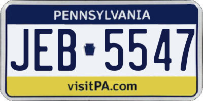 PA license plate JEB5547