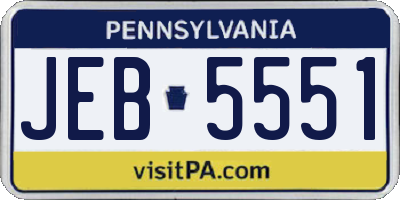 PA license plate JEB5551