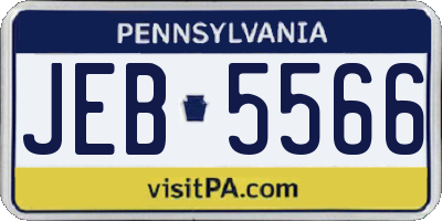 PA license plate JEB5566