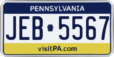 PA license plate JEB5567