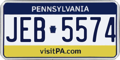 PA license plate JEB5574