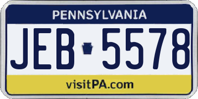 PA license plate JEB5578