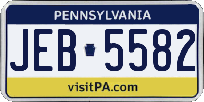 PA license plate JEB5582