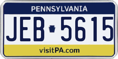 PA license plate JEB5615