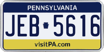 PA license plate JEB5616