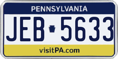 PA license plate JEB5633