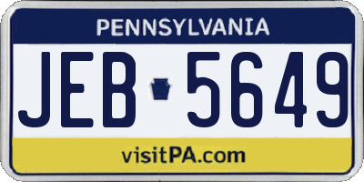 PA license plate JEB5649