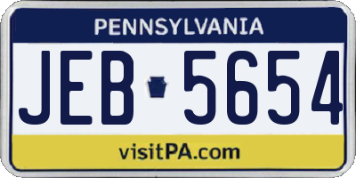 PA license plate JEB5654