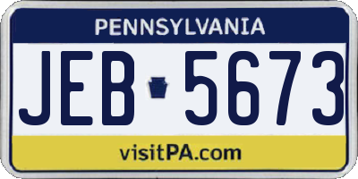 PA license plate JEB5673