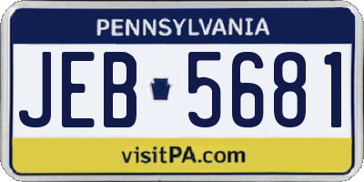 PA license plate JEB5681