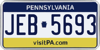 PA license plate JEB5693