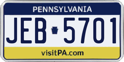 PA license plate JEB5701