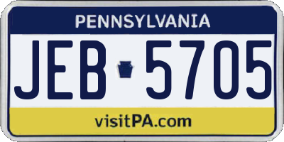PA license plate JEB5705