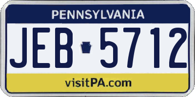 PA license plate JEB5712