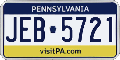 PA license plate JEB5721