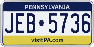 PA license plate JEB5736