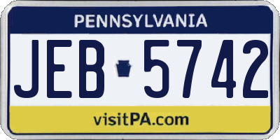 PA license plate JEB5742