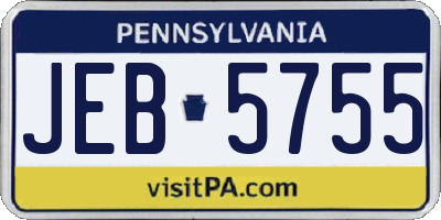 PA license plate JEB5755