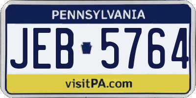 PA license plate JEB5764