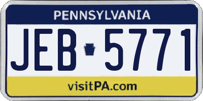 PA license plate JEB5771