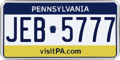PA license plate JEB5777