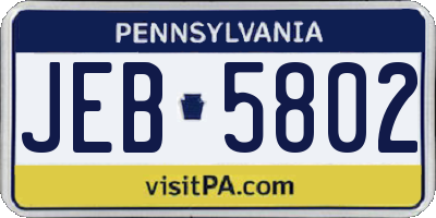 PA license plate JEB5802