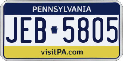 PA license plate JEB5805