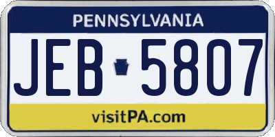 PA license plate JEB5807