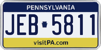 PA license plate JEB5811