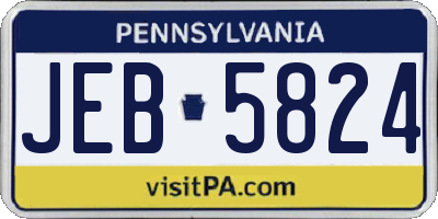 PA license plate JEB5824