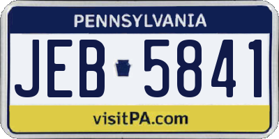 PA license plate JEB5841
